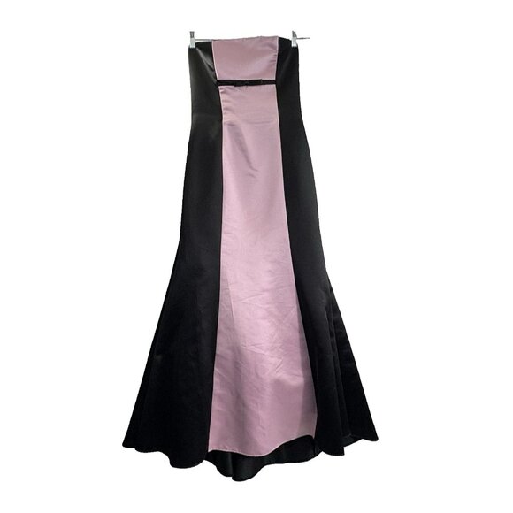 JESSICA McCLINTOCK Gunne Sax Women Maxi Dress SZ 12 Pink Black Off Shoulder Prom